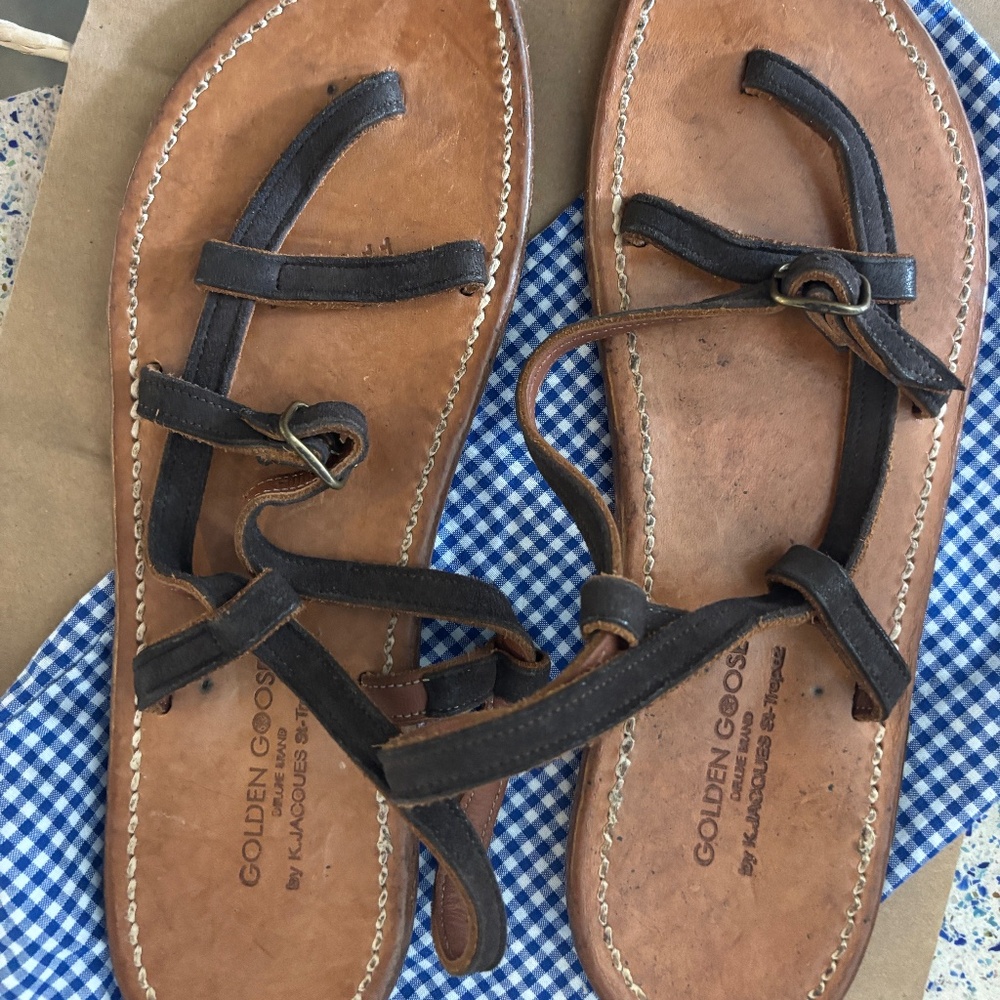Golden goose brown Trojan sandals